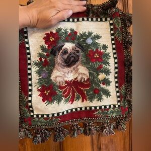 Pug decorate holiday pillow